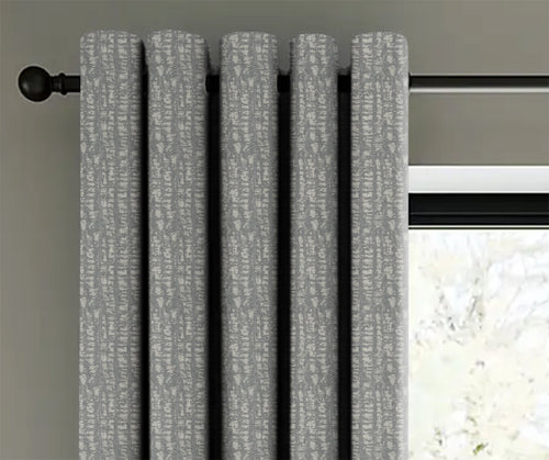 Casableu Slubby Polyester Eyelets (Steel) Blackout Curtains with Tie Back, Bedroom Living Room