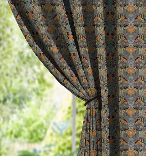 Casableu Baker Polyester Eyelets (Steel) Blackout Curtains with Tie Back, Bedroom Living Room