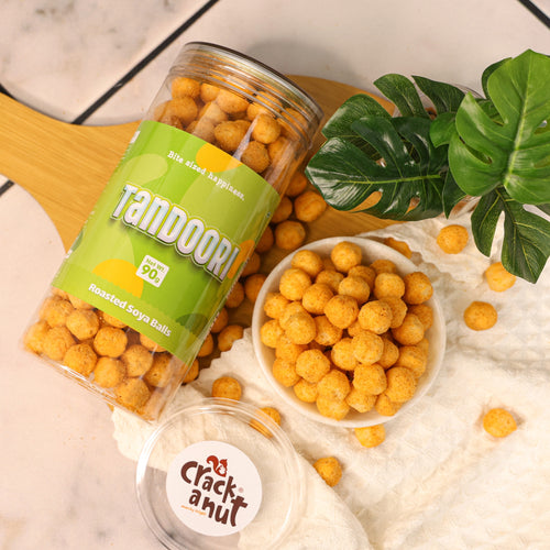 Crack A Nut's Tandoori Roasted Multi-Grain Puffs, Savory & Healthy Snack, Packed with Protein & Low in Sugar, Lightly Roasted Multi-Grain Goodness, Perfect for Cravings & Guilt-Free Indulgence, 100g.