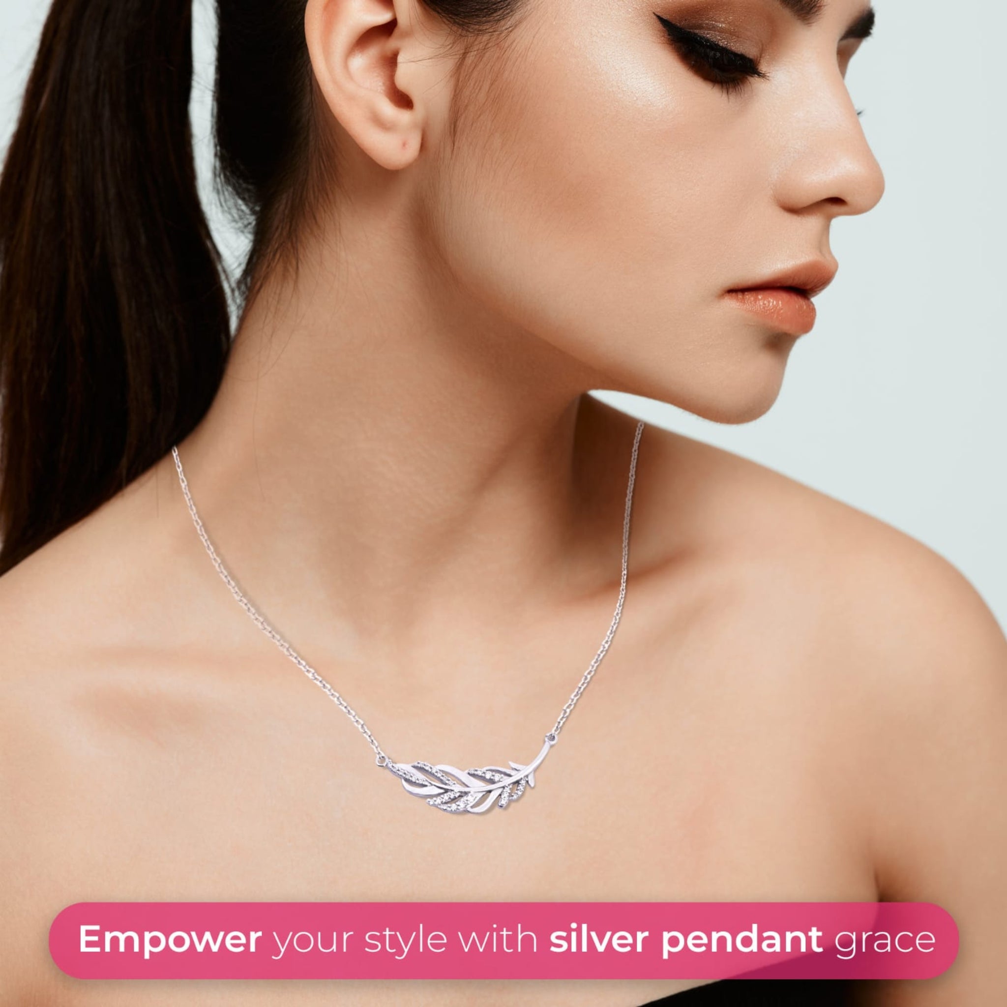 Sterling Silver Leaf Pendant, Shine Bright with Zirconia Stone, Pendant with Chain, Jewelry Gift, Perfect Gift for Her