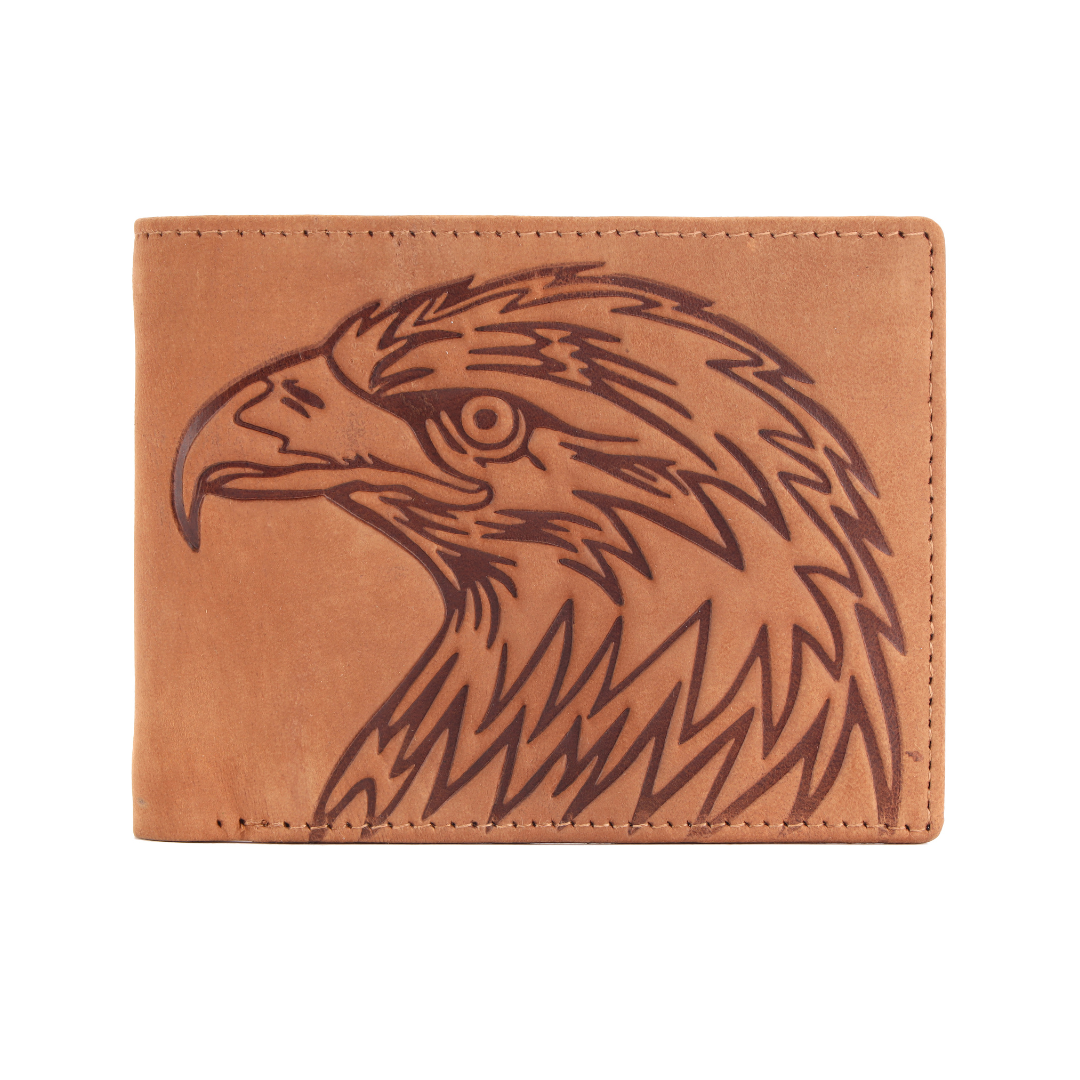 Portefeuille en cuir de qualité supérieure avec motif d'aigle gravé | Portefeuille fin pour homme