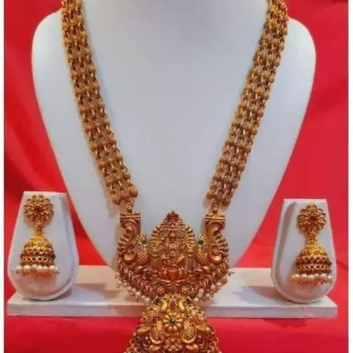 Elegant Gold Necklace and Earring Set, Vibrant Gemstones, Traditional Indian Wedding Jewelry (Set of 2)