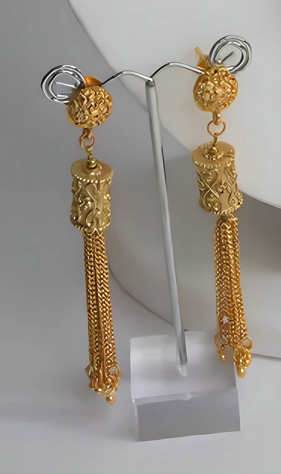 Elegant Gold Filigree Tassel Necklace and Earring Set - Traditional Indian Bridal Jewelry, Traditional Indian Wedding Jewelry (Set of 2)