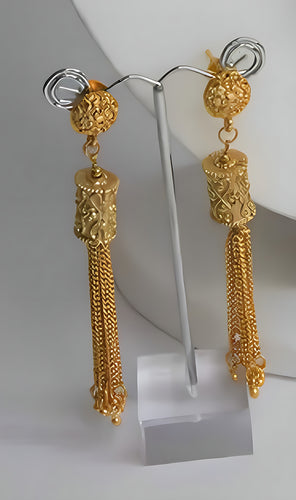 Elegant Gold Filigree Tassel Necklace and Earring Set - Traditional Indian Bridal Jewelry, Traditional Indian Wedding Jewelry (Set of 2)