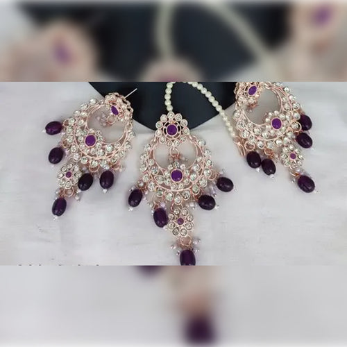 Luxurious Silver-Plated Bridal Jewelry Set, Purple Accents, Traditional Indian Wedding Jewelry (Set of 2)