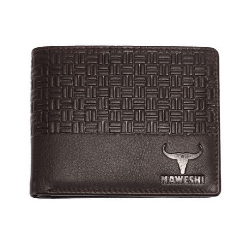 Leather Bifold Wallet for Men with Woven Design | RFID Blocking Wallet with Coin Pocket