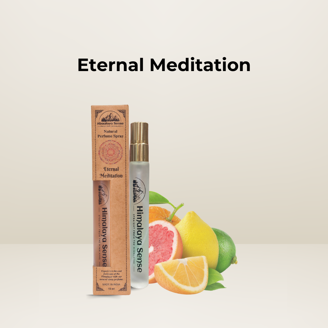 Himalaya Sense Natural Liquid Spray Perfume "Eternal Meditation", 15ml bottle with citrus scent notes.