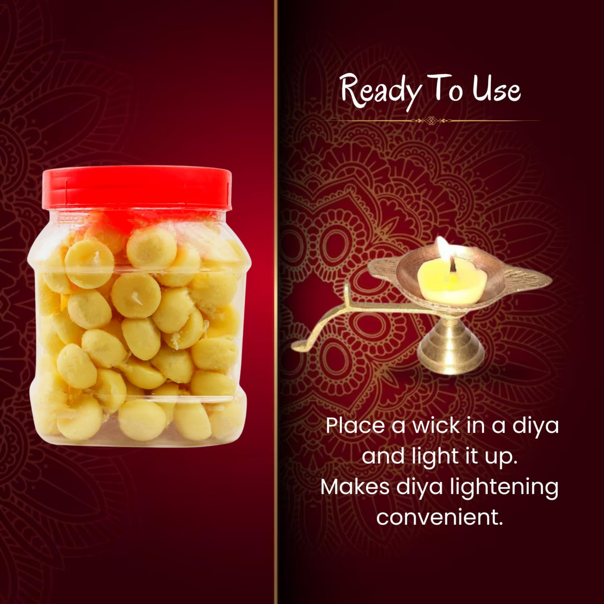 Pure Ghee Wicks with Long Burning Time | Chemical-Free Diya Wicks for Pooja & Festivals (2.5g)