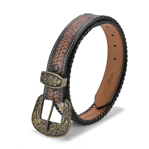 Handmade Unisex Western Belt, Genuine Full Grain Leather, Timeless Design, Ideal for Casual and Formal Wear