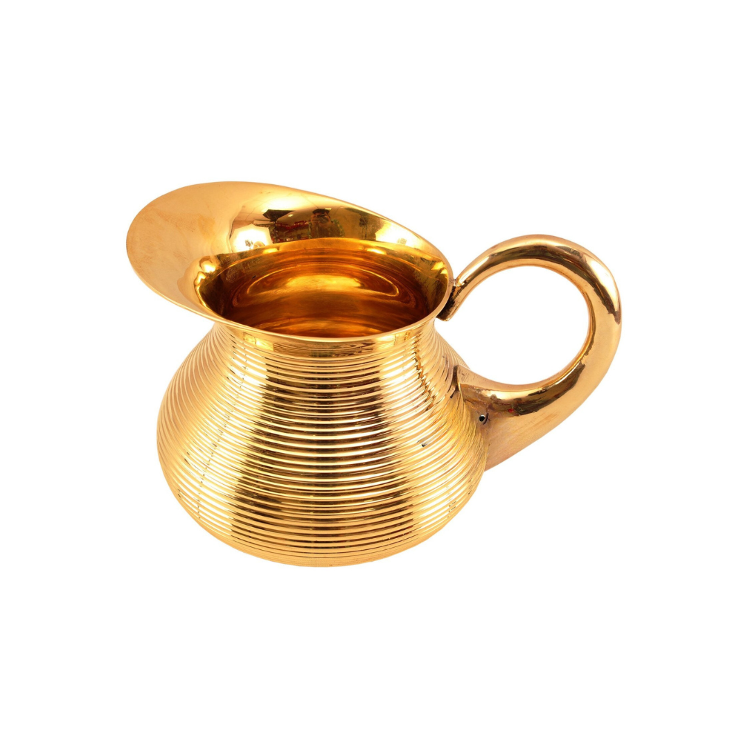 Brass Jug for Serving Beverages | Handcrafted Golden Brass Jug with Elegant Golden Finish