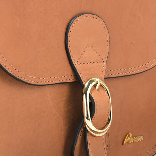 Sling Leather Bag, Tan Leather, Comfortable Design, Ideal for Everyday Wear and Casual Use (Tan)