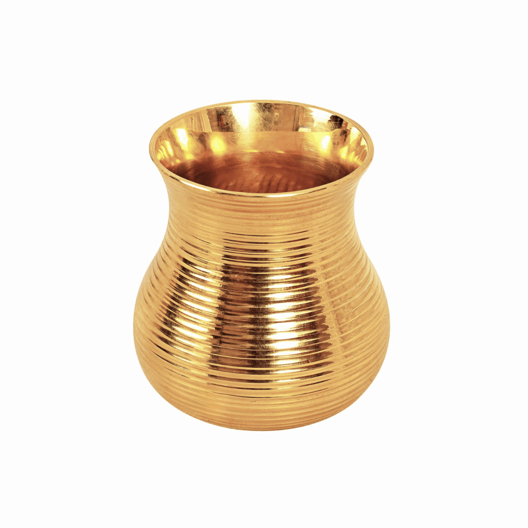 Brass Glass Tumbler Set - 250 ml | Handcrafted Golden Brass Glasses | Set of 2