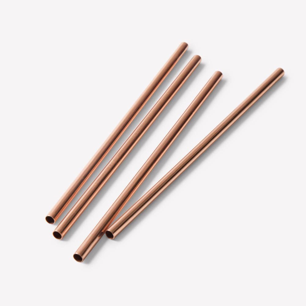 Copper Straws With Cleaner - Pack of 2 (Copper) Straight