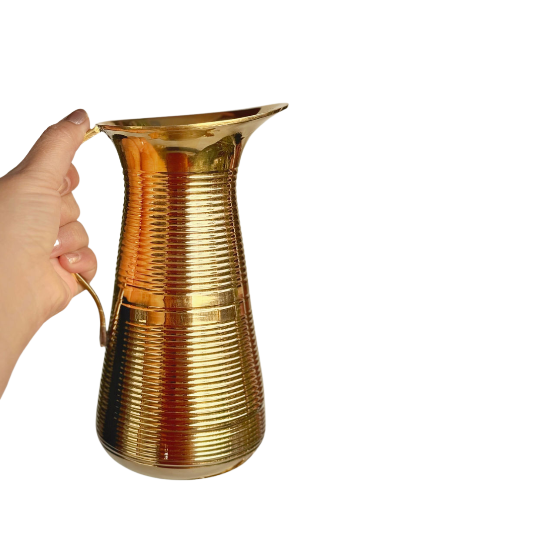 Brass Water Pitcher for Serving | Handcrafted Golden Brass Water Jug | 900 ml