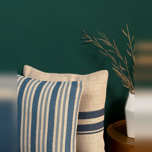 Farmhouse Blue Stripe Cushion Cover â€“ Weather-Resistant, Durable, UV-Resistant, Quick-Drying, Stylish, Versatile for Indoor/Outdoor Use, Offers Long-Lasting Strength with Rustic Countryside Charm, Perfect for Sofas, Chairs, and Patios (Set of 2)