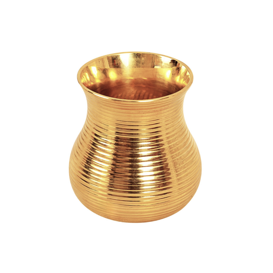 Brass Glass Tumbler Set - 250 ml | Handcrafted Golden Brass Glasses for Serving | Set of 6