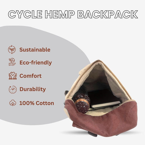 TruHemp Handcrafted Hemp Backpack with Cotton Lining, Spacious Multi-Pocket Daypack for Work, Hiking, Beige Color �������� Durable and Stylish Travel Backpack for Men & Women