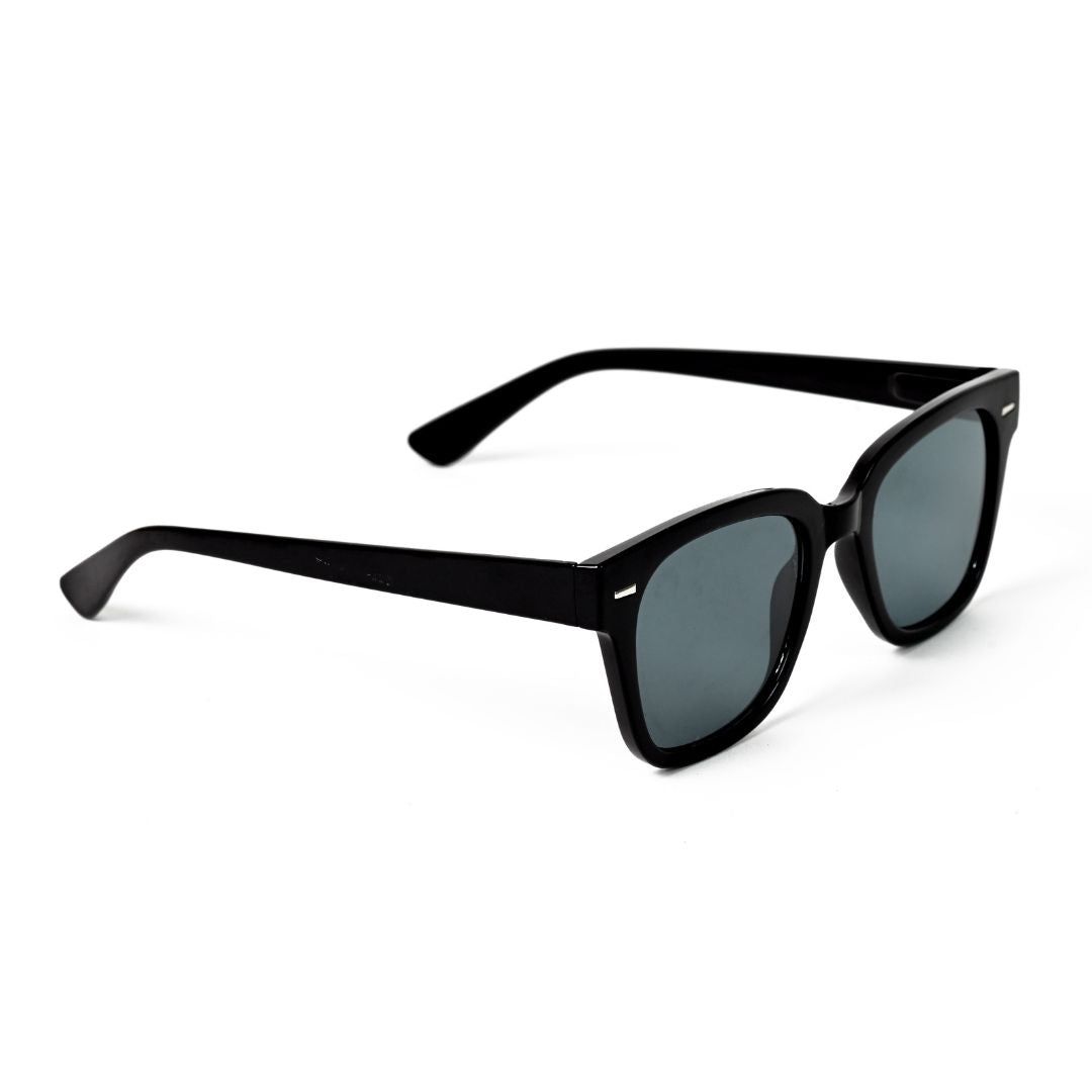 HD UV Protection Sunglasses - Square Black Frame with Light Black Lens, High Contrast Enhancement, Stylish, Unisex, Ideal for Day Use, Driving, and Outdoor Activities