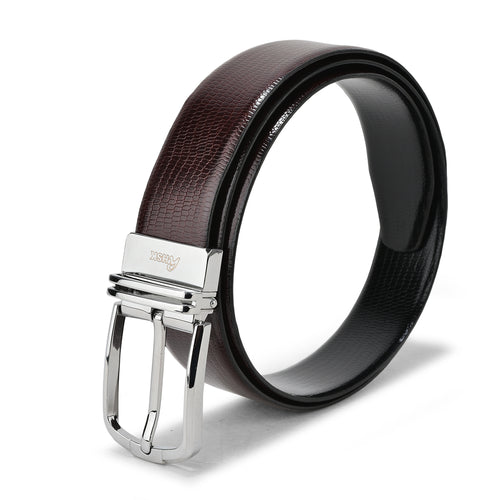 Menâ€™s Black & Brown Solid Reversible Leather Belt, Premium Leather, Versatile Design, Perfect for All Occasions (Black/Brown)