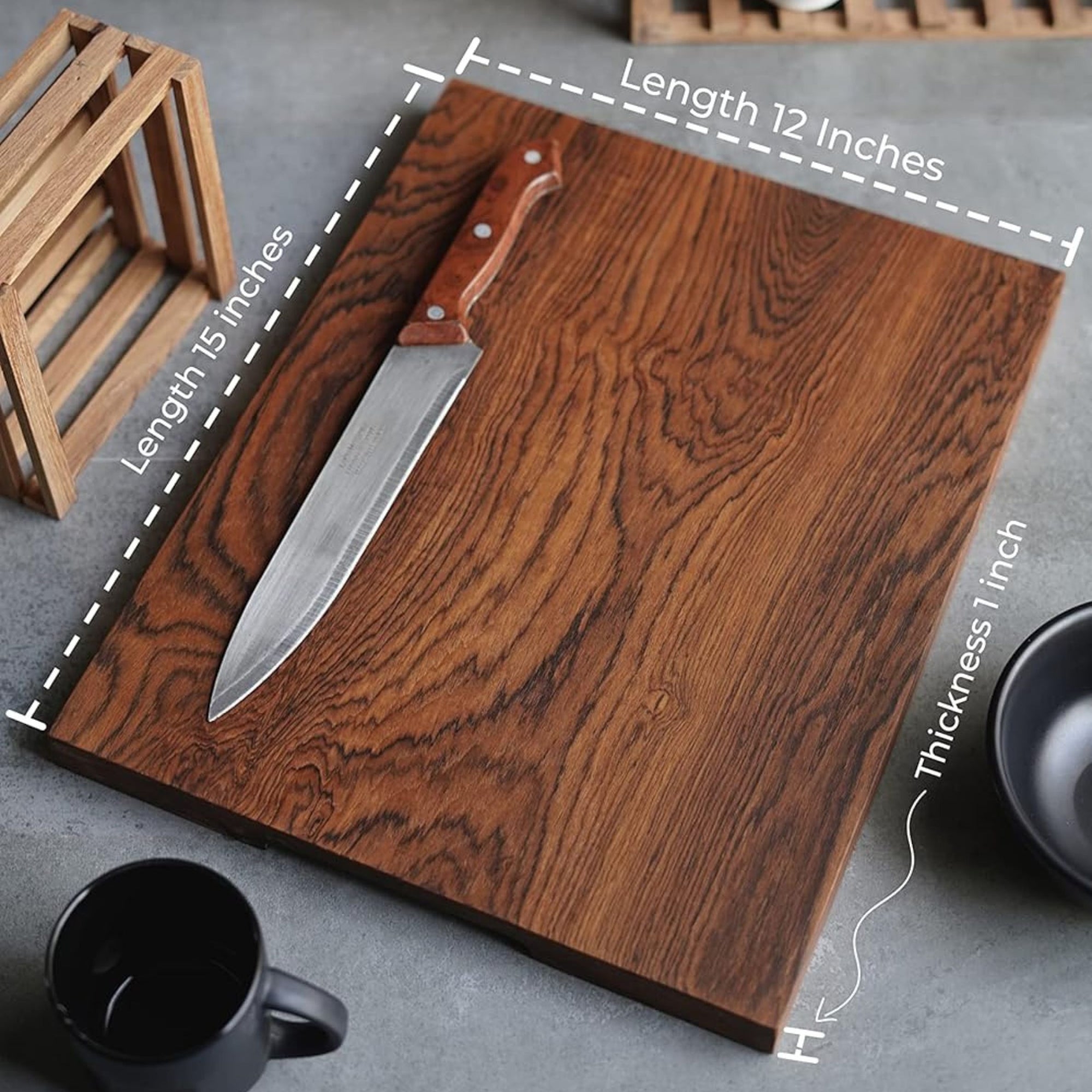 old trunk Handcrafted Teak Wood Chopping Board, Wood Block-Large (15x12x1 inches), Durable & Eco-Friendly Kitchen Cutting Board, Perfect for Vegetables, Fruits, Bread & more