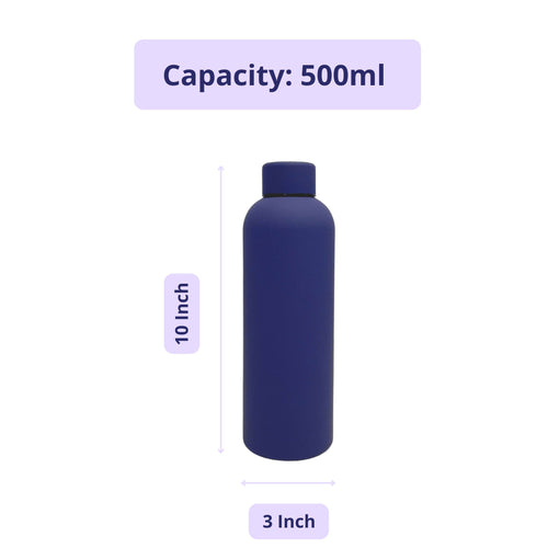 SuperGeneriX 500ml Matte Finish Stainless Steel Water Bottle | Vacuum Insulated Travel Bottle | Hot & Cold Water Bottle | Smooth Rubber Finish Water Bottle (Purple)