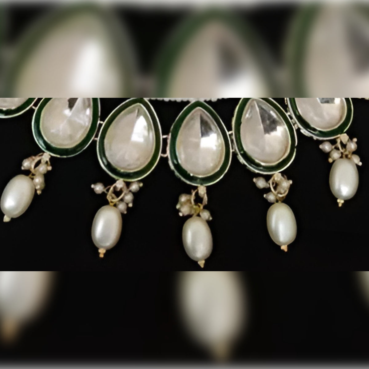 Elegant Pearl & Emerald Royal Necklace Set, Traditional Indian Wedding Jewelry (Set of 2)