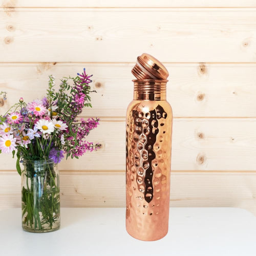 750 ml Copper Bottle (with Cleaning Brush) - Hammered