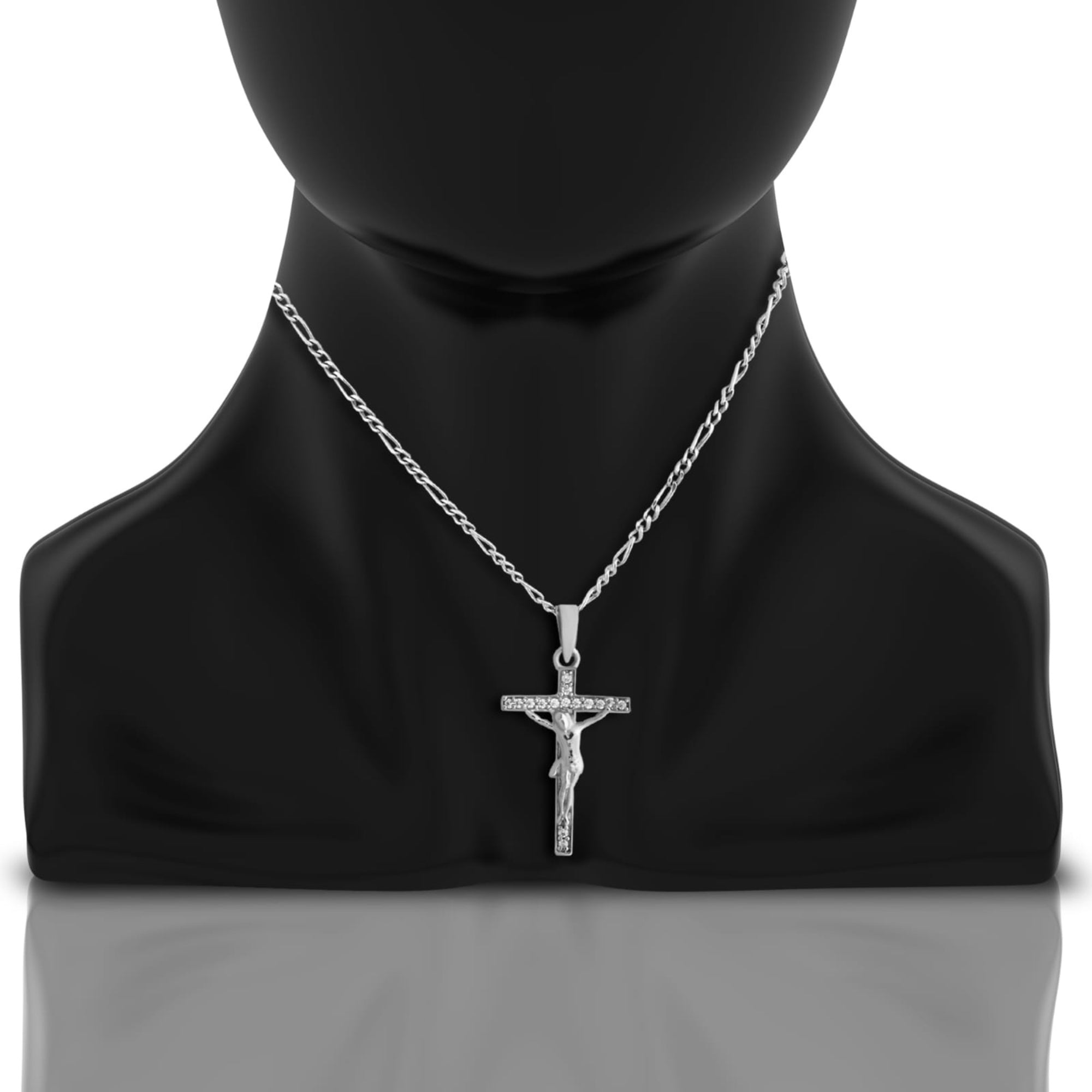 Sterling Silver Cross Pendant, Zirconia Inlay Necklace for Women, Pendant with Chain, Jewelry Gift, Perfect Gift for Her