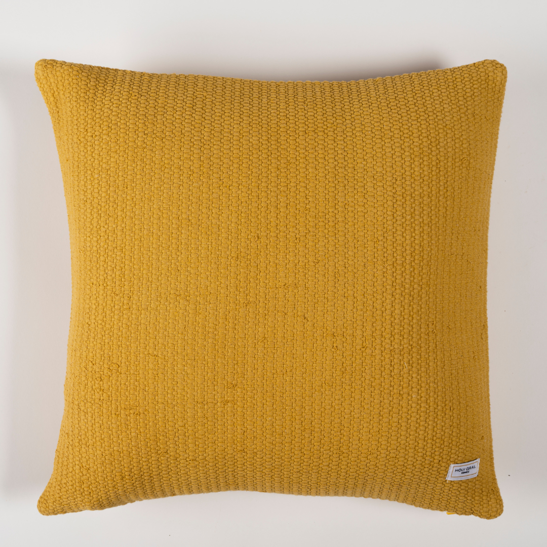 Lemon Zest Jacquard Cotton Cushion Cover with Zipper Closure | 18X18 inch Soft Cushion Cover for Sofa or Bed