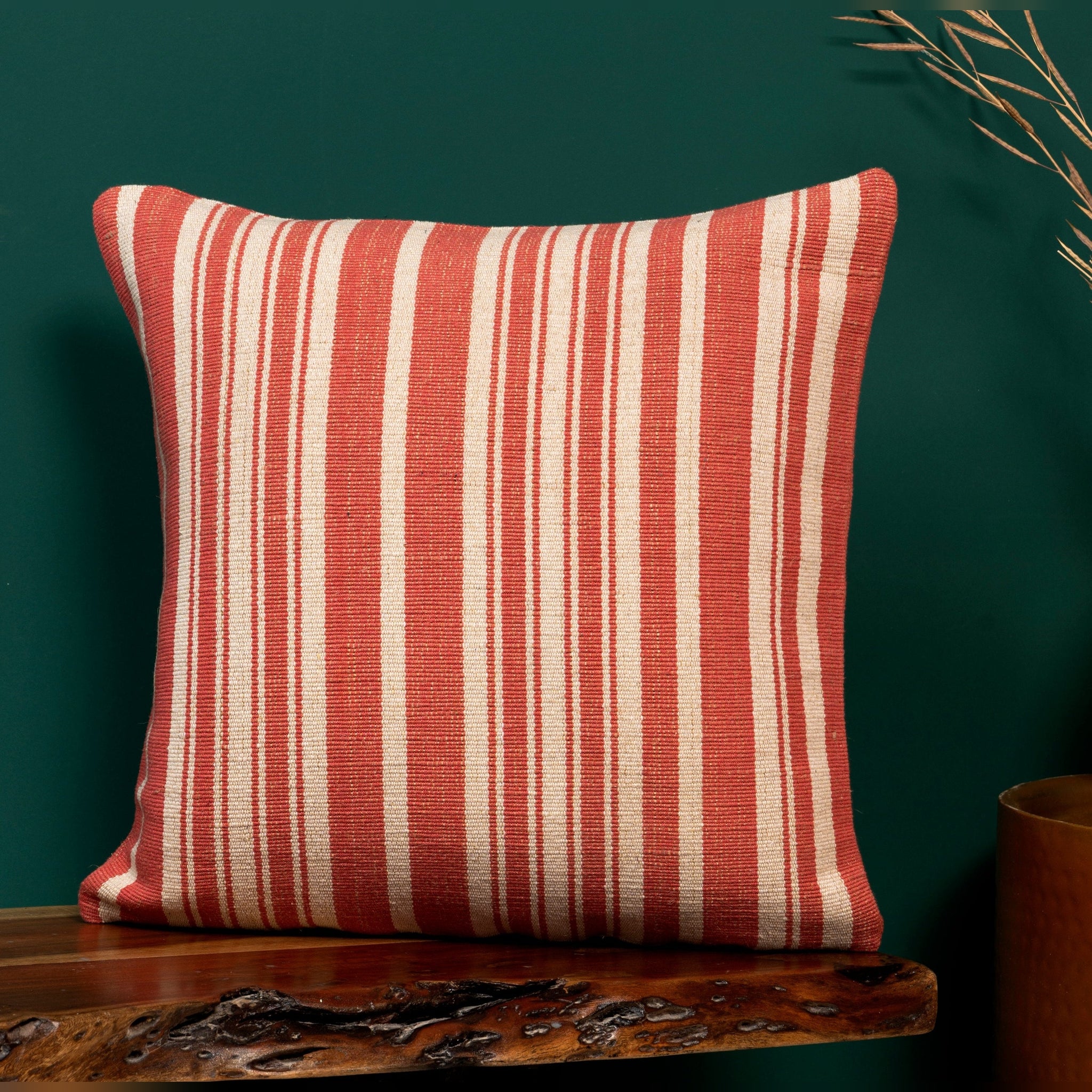 Farmhouse Red Stripe Cushion Cover – Weather-Resistant, Durable, UV-Resistant, Quick-Drying, Stylish, Versatile for Indoor/Outdoor Use, Offers Long-Lasting Strength with Rustic Countryside Charm, Perfect for Sofas, Chairs, and Patios (Set of 2)