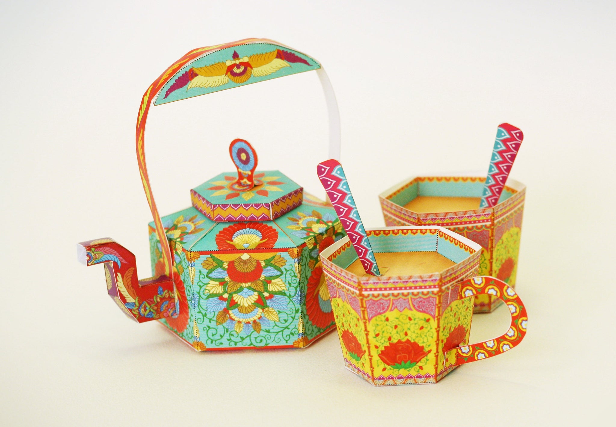 DIY Masala Chai Kettle and Cups, Fun Craft Kit, Ideal for Home DÃ©cor, Creative DIY Project, (Set of 3)