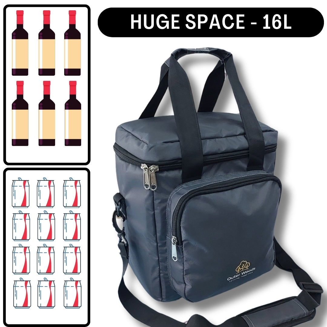 Outer Woods Insulated 6 Bottle Cooler Bag | with 6 Units of Ice Gel Packs | Wine Cooler Bag | Beer Cooler Bag | Insulated Bag | Fits 6 Full Size Bottles