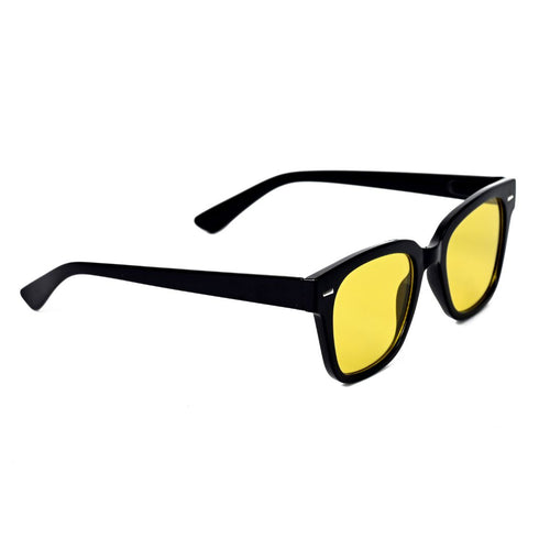 HD Night Vision UV Protection Sunglasses - Black Frame with Yellow Lens, High Contrast Enhancement, Unisex, Stylish and Comfortable for Day and Night Use, Driving and Party Ready