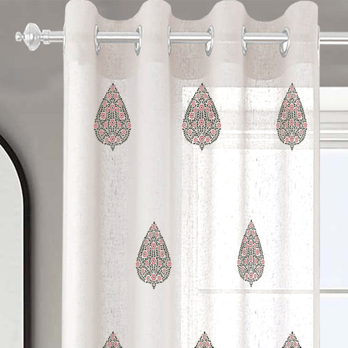 Casableu Nazm Polyester Eyelets (Steel) Blackout Curtains with Tie Back, Bedroom Living Room