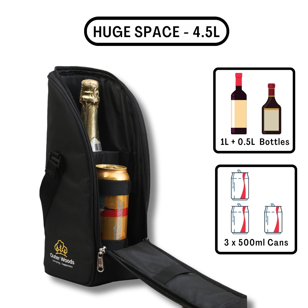 Outer Woods Insulated 1.5 Bottle Cooler Bag | with 2 Units of Ice Gel Pack | for Wine, Beer, Whisky and All Kinds of Bottles