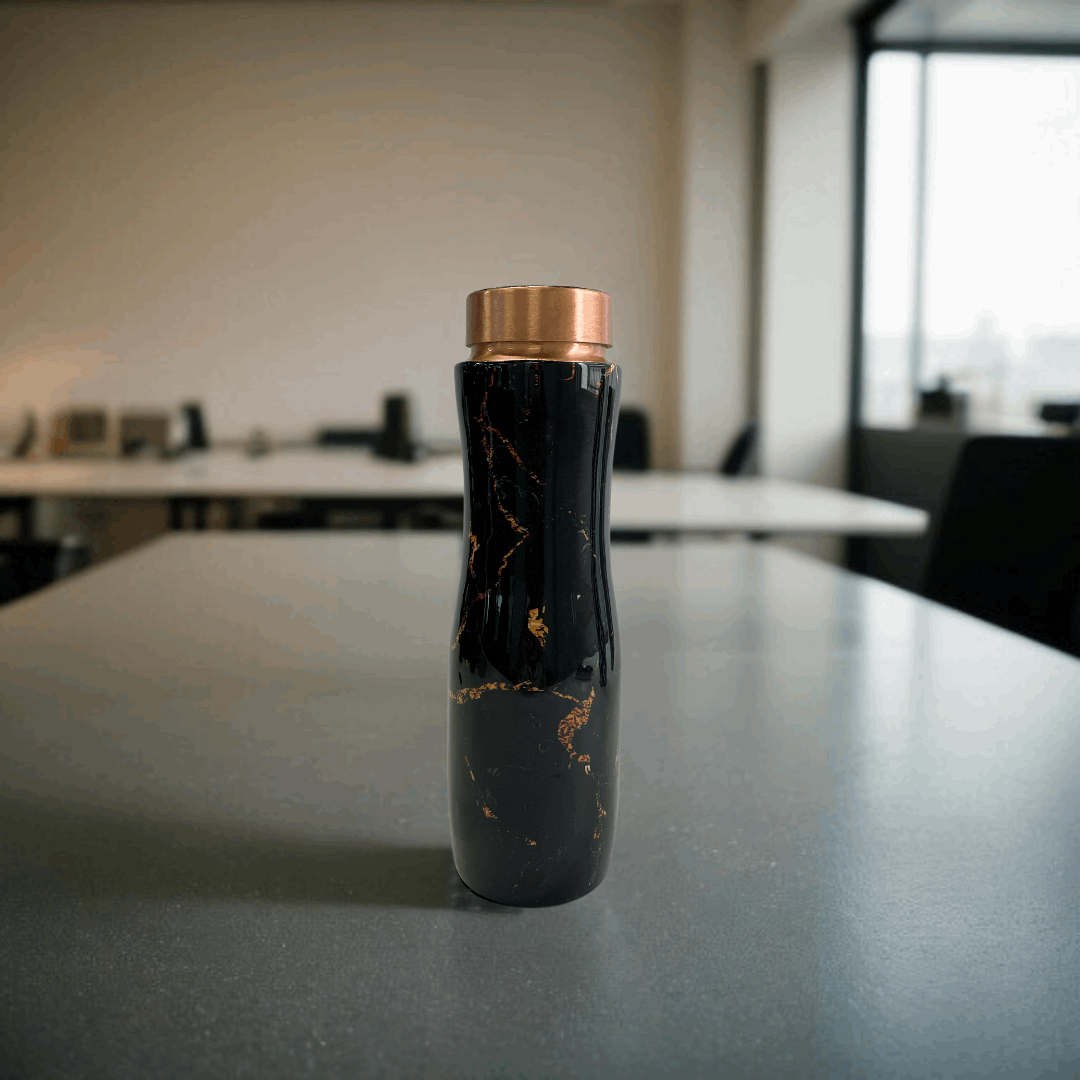 Black Marble Copper Water Bottle