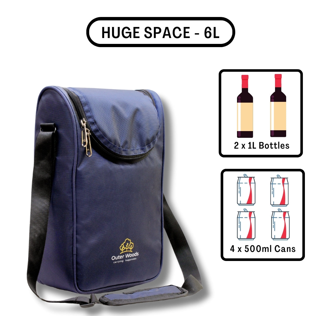 Outer Woods Nylon Insulated 2 Bottle Bag|360Â° Insulation And Portable Padded Protection For Glass Bottles|Ideal For Carrying Wine,Beer,Whisky,Vodka,Soda,Juice,Milk And Water