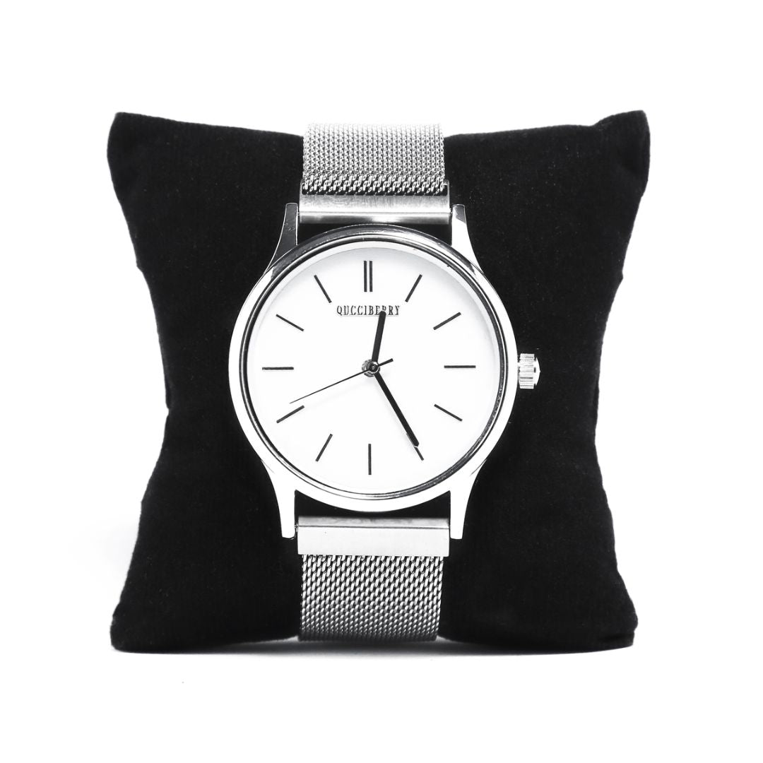 Silver Watch – Classic Analog Design, Steel Strap, Perfect for Weddings or Casual Wear, Silver