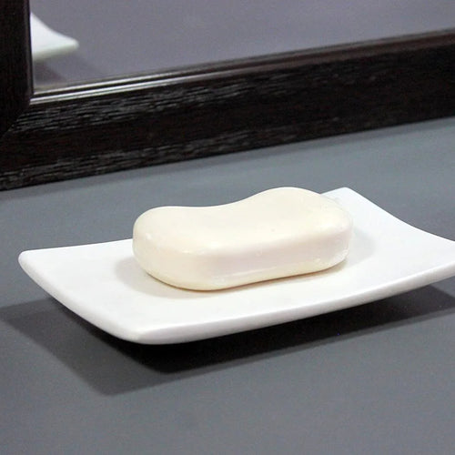 White Curve Marble Soap Dish - Elegant Anti-Skid Bathroom Accessory, Smooth, Durable, Soap Storage (14x9 cm)