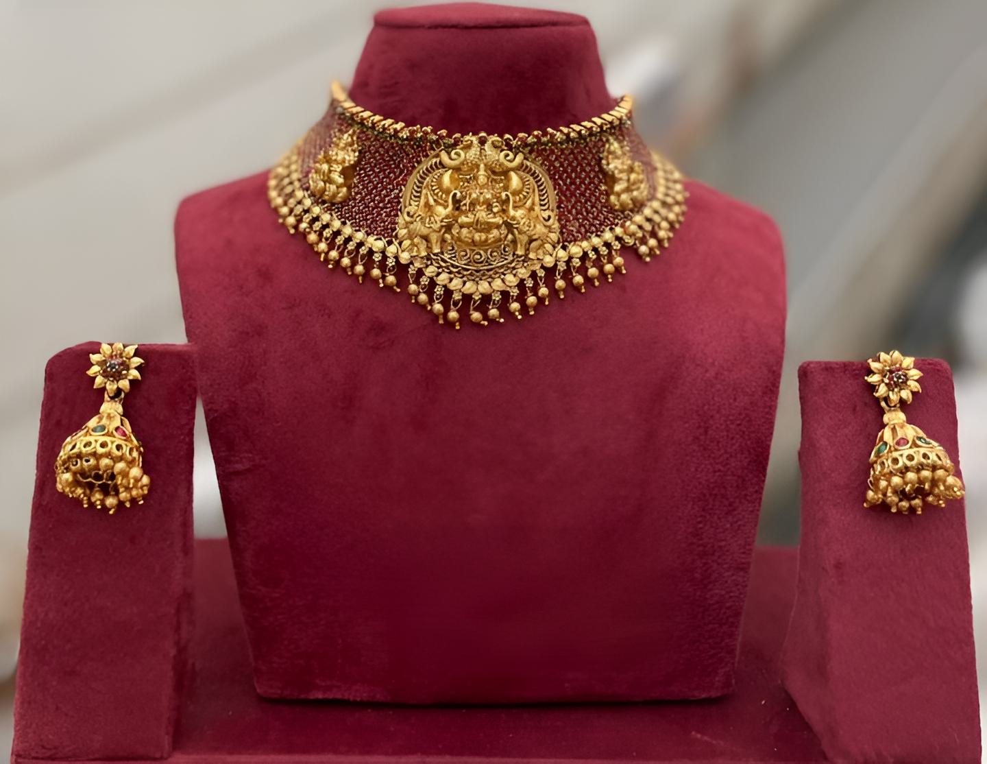 Opulent Gold-Plated Kundan Bridal Necklace Set - Traditional Indian Jewelry, Traditional Indian Wedding Jewelry (Set of 2)