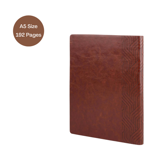 Prime A5 Journal Notebook with Premium Metal Pen | Customizable for Executives, Travelers & Special Occasions (Brown, 2 Pages)