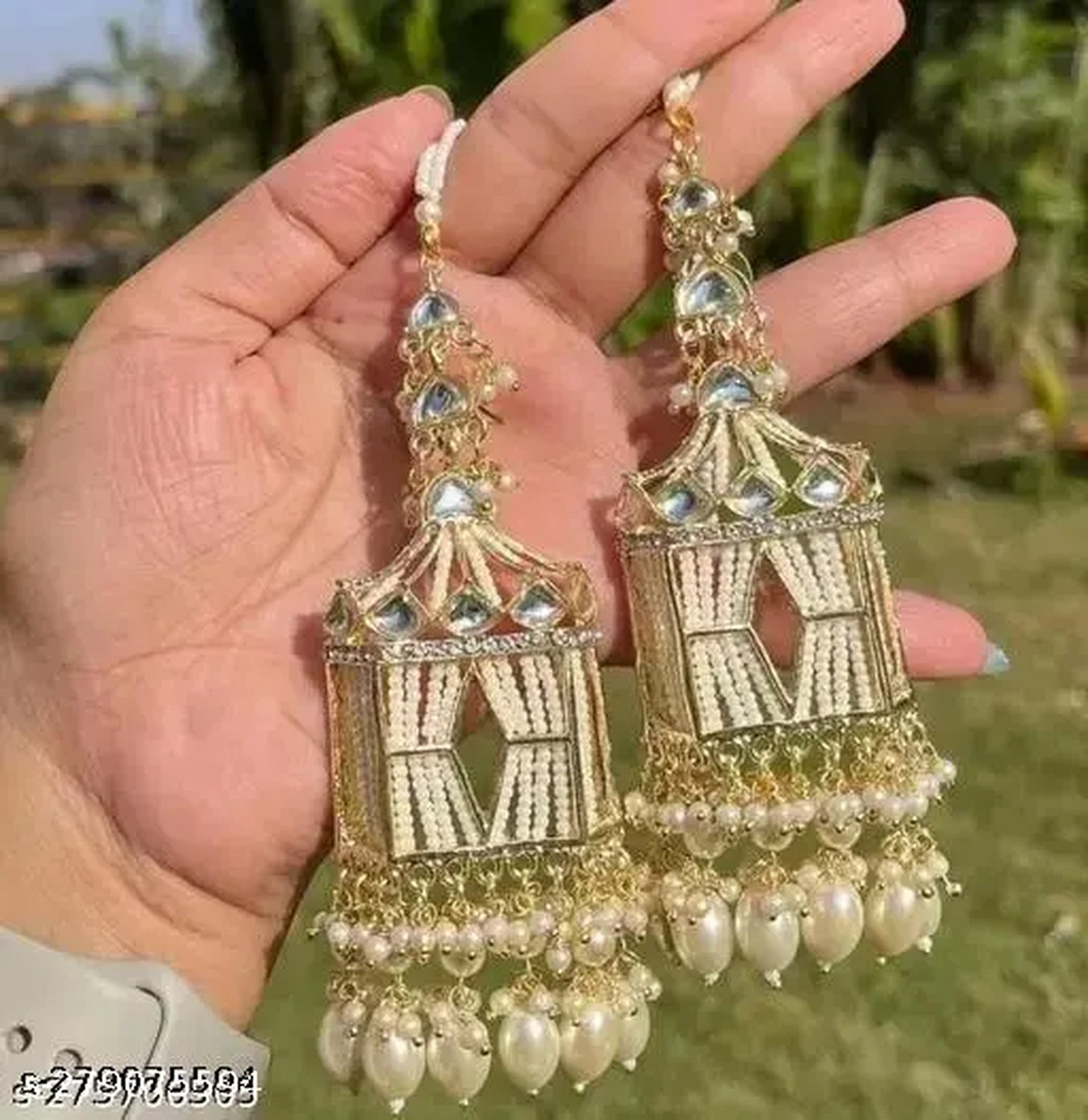 Exquisite Handcrafted Gold-Plated Jhumka Earrings, Pearl Beads – Perfect for Weddings & Festivals, Traditional Indian Wedding Jewelry (Set of 1)