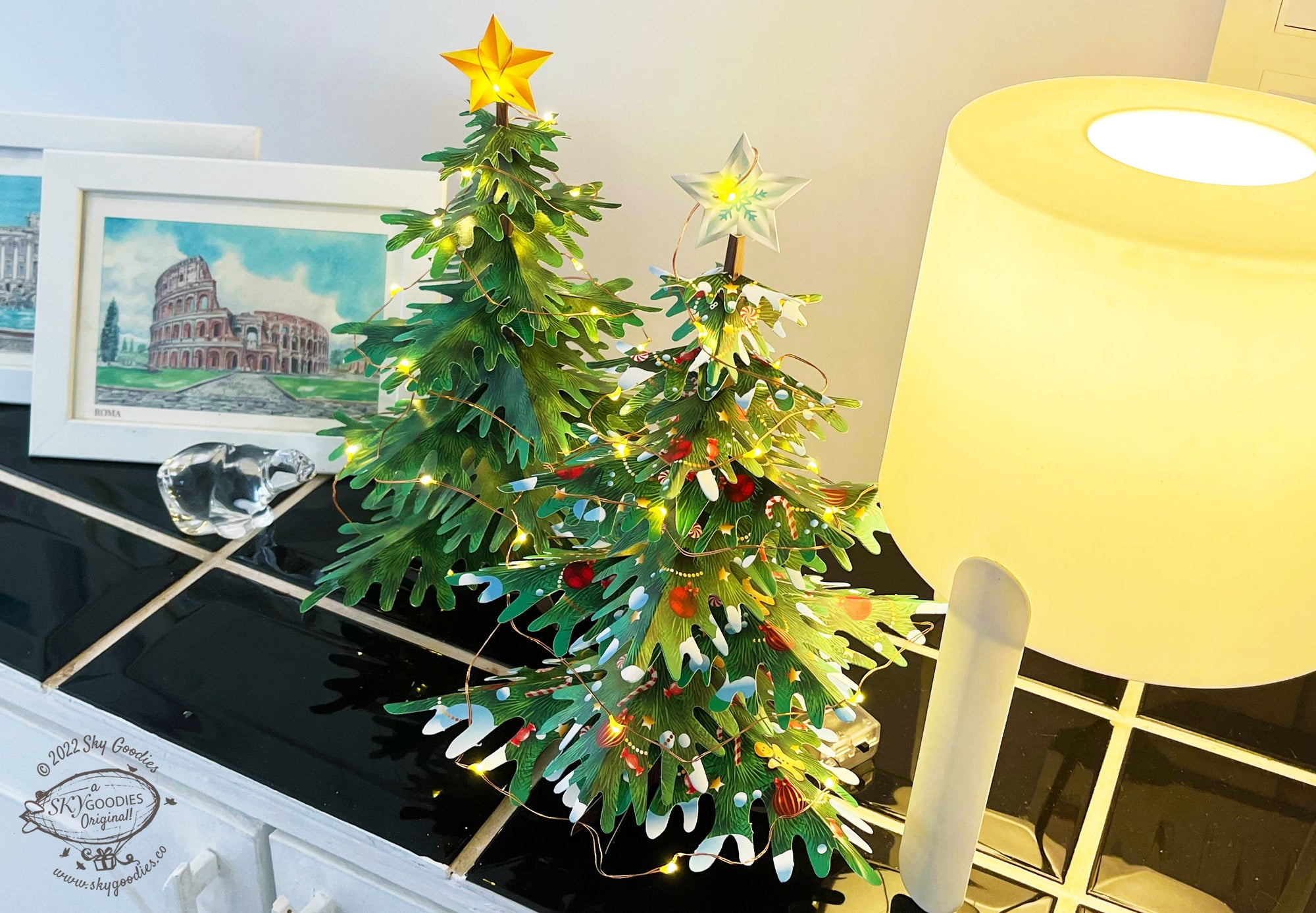 Paper Christmas Tree with Fairy Lights, DIY Paper Craft Kit, 2-in-1 Design, Ideal for Holiday DÃ©cor, Unique Crafting Experience