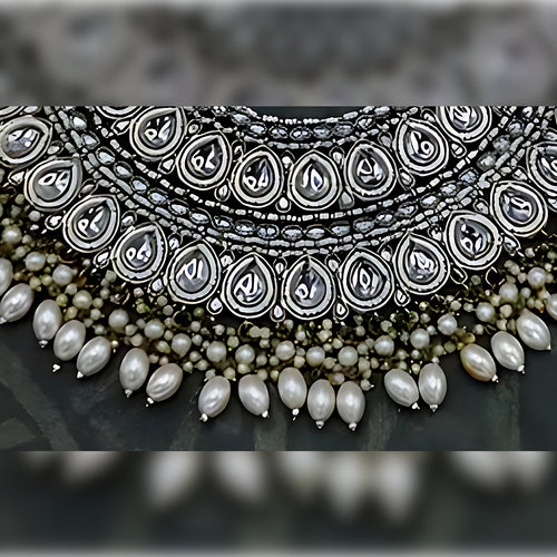 Exquisite Kundan Meena Bridal Necklace Set, Matching Earrings and Tikka, Traditional Indian Wedding Jewelry