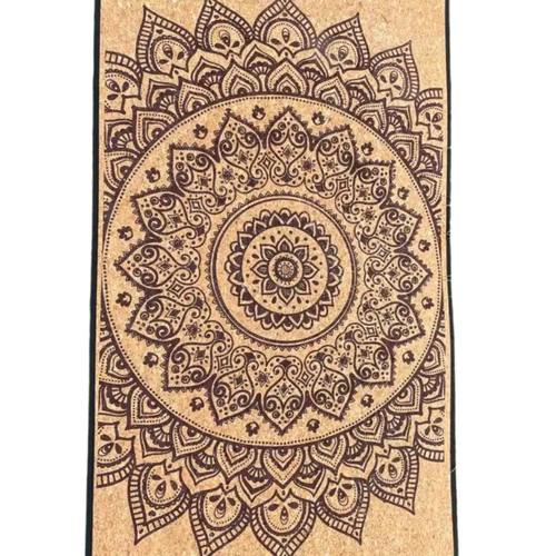 Natural Mandala Cork Yoga Mat with 4.5mm Thickness | Lightweight Cork & EVA Mat with Non-Slip Surface & Eco-Friendly Design