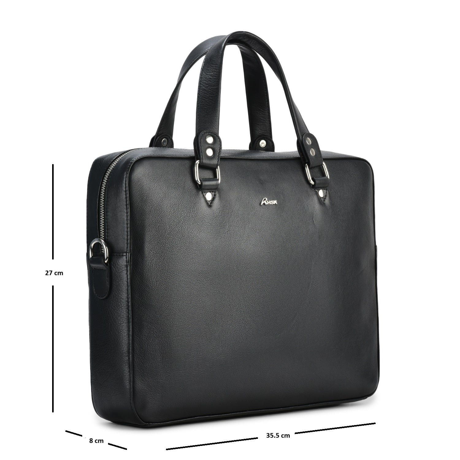 Dragon Grain Leather Laptop Bag, Premium Black Leather, Spacious Design, Ideal for Work and Travel (Black)