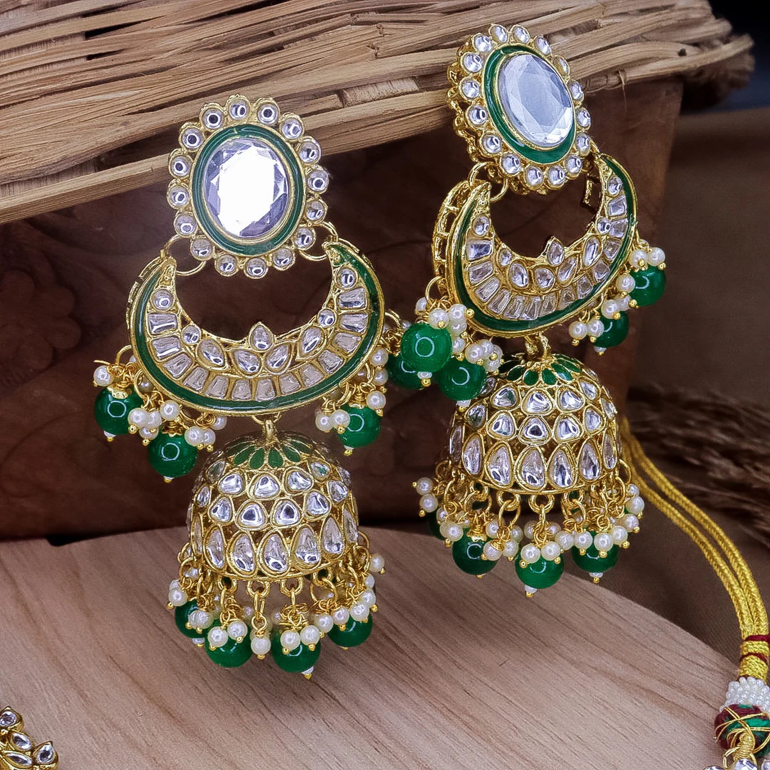 Exquisite Kundan Bridal Jewelry Set - Luxurious Indian Couture, Traditional  Jewelry (Set of 3)