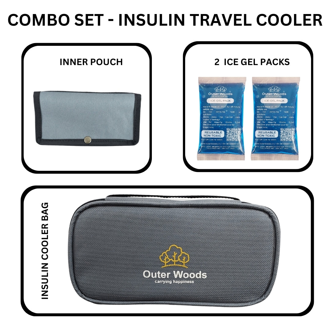 Outer Woods Insulin Cooling Travel Pouch for Diabetics with Two Ice Gel Packs | Ice Pack for Insulin | Insulin Cooler Bag for Travel | Keep Insulin Safe and Cool for 6 to 8 Hours