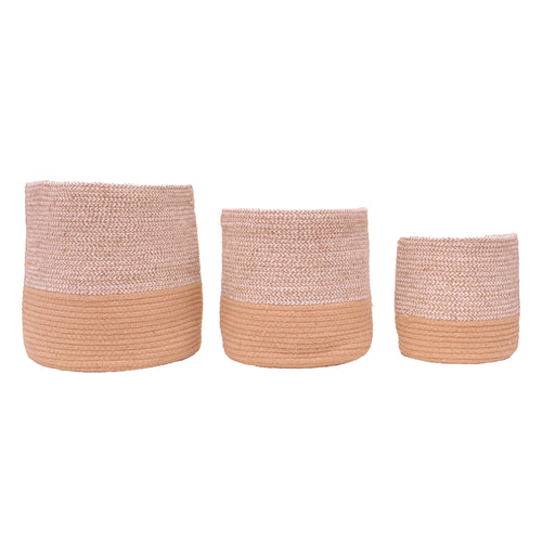 Dual Tone Jute Baskets - Set of 3