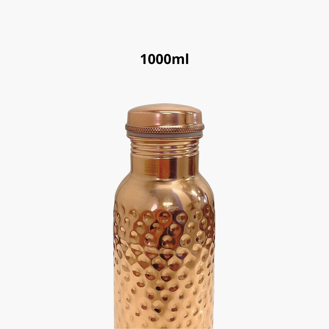 SuperGeneriX Pure Copper Water Bottle 1L | Ayurvedic Pure Copper Water Bottle with Leakproof Lid | 1L Water Bottle for Office & Gym